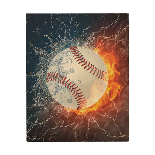 Baseball ball wood wall art (Front)