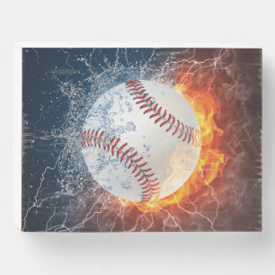 Baseball ball wooden box sign