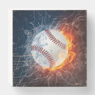 Baseball ball wooden box sign
