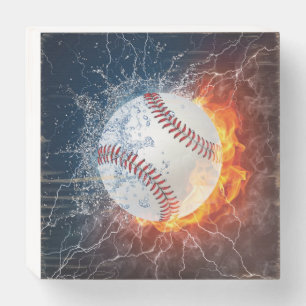 Baseball ball wooden box sign