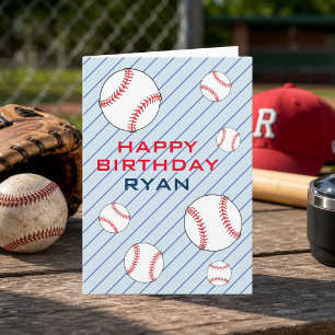 Baseball Balls Happy Birthday Kids Personalizable Card