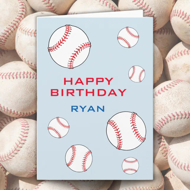 Baseball Balls Happy Birthday Kids Personalizable Card | Zazzle