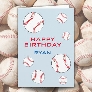 Baseball Balls Happy Birthday Kids Personalizable Card