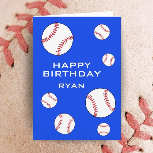 Baseball Balls Happy Birthday Kids Personalizable Card