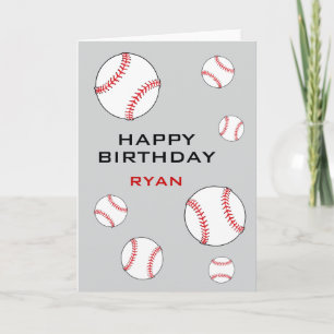 Baseball Balls Personalized Happy Birthday Kids Card