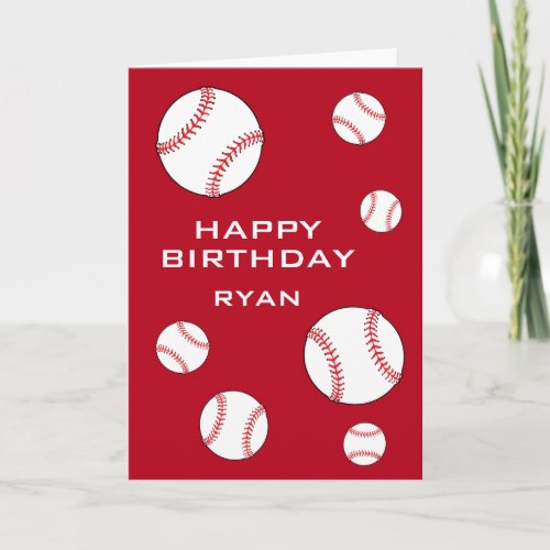 Baseball Balls Personalized Happy Birthday Kids  Card