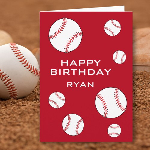 Baseball Balls Personalized Happy Birthday Kids  Card