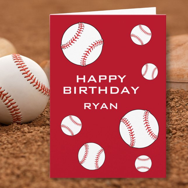 Baseball Balls Personalized Happy Birthday Kids  Card (Creator Uploaded)