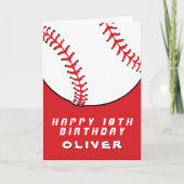 Baseball Balls Red Boy Name Happy Birthday Card | Zazzle