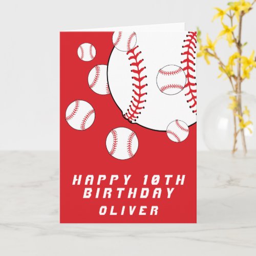 Baseball Balls Red Kids Boy Happy Birthday Card