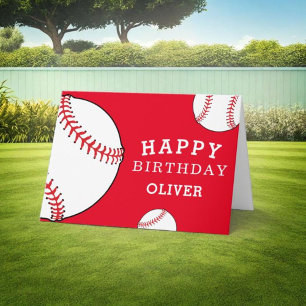 Baseball Balls Red Sports Happy Birthday Kids Card