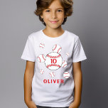 Baseball Balls Sports Age, Player Number T-Shirt<br><div class="desc">Baseball Balls Sports Age,  Player Number T-Shirt. Baseball balls are all over this t-shirt. Personalize with your name. The number stands for age or the player number - change it for your need. Great gift idea for a birthday or a gift for a baseball player or baseball fan.</div>