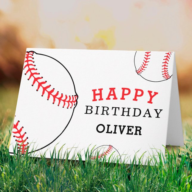 Baseball Balls Sports Happy Birthday Kids Card (Creator Uploaded)