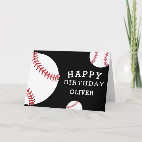 Baseball Balls Sports Happy Birthday Kids Card