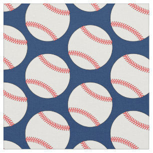 Baseball Balls Sports Navy Blue Fabric