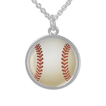 Baseball Balls Sports Pattern Sterling Silver Necklace