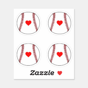 Baseball balls with red heart pack sticker