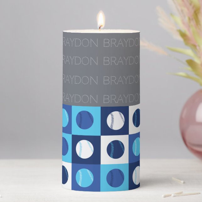 BASEBALL Bar Bat Mitzvah Table Number Centerpiece Pillar Candle (In Situ)