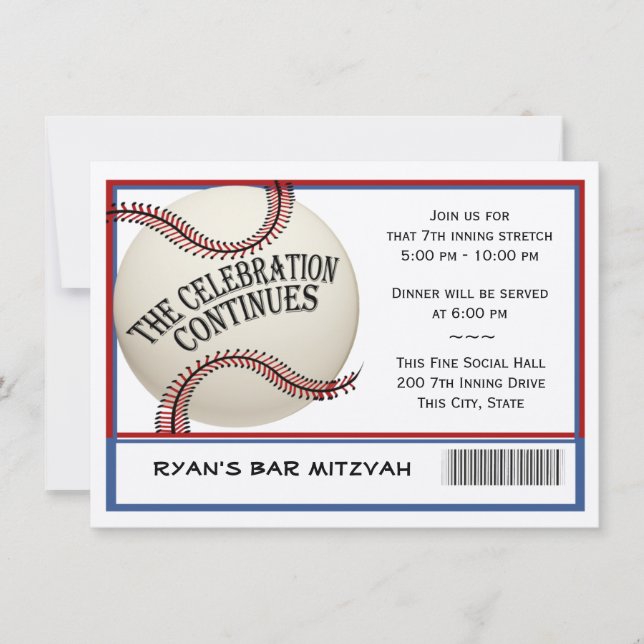 Baseball Bar Mitzvah Celebration Invitation (Front)