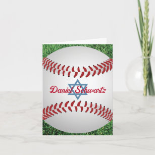 Baseball Bar Mitzvah Folded Thank You Card 2