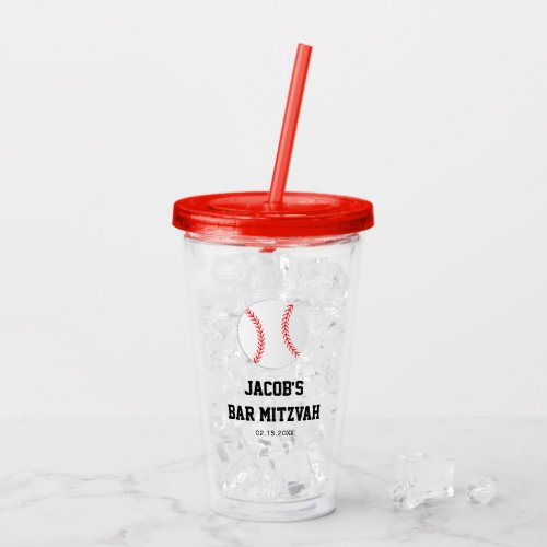 Baseball Bar Mitzvah Personalized Acrylic Tumbler