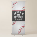 Baseball Bar Mitzvah Personalized Red Black Retractable Banner<br><div class="desc">Personalized red,  white and black baseball Bar Mitzvah retractable banner.</div>