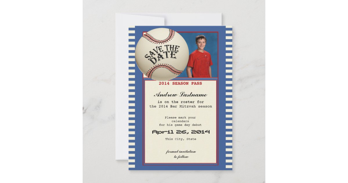 Baseball Bar Mitzvah Save the Date | Zazzle