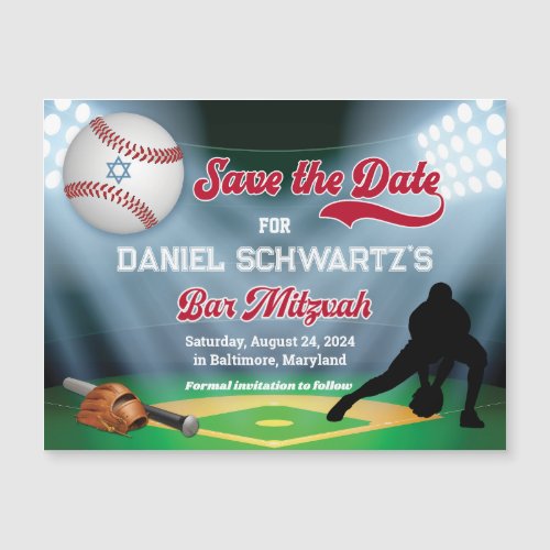 Baseball Bar Mitzvah Save the Date Magnet