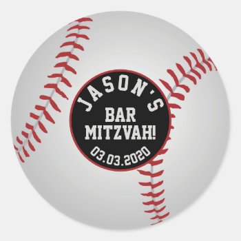 Baseball Bar Mitzvah Stickers Red White Black by wasootch at Zazzle