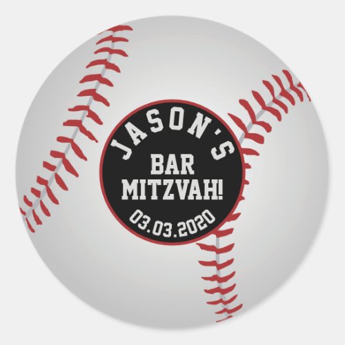 Baseball Bar Mitzvah Stickers Red White Black