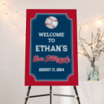 Baseball Bar Mitzvah Welcome Sign<br><div class="desc">This baseball-themed Bar Mitzvah welcome sign board coordinates with the Baseball Bar Mitzvah invitations and assorted items below. It has ticket shape look to it in red, navy blue, and white with a red and white baseball with a small light blue Star of David on it in the top center...</div>