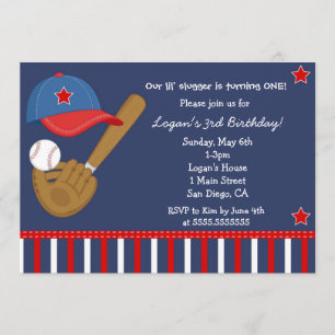 Baseball Base Ball Birthday Invitation
