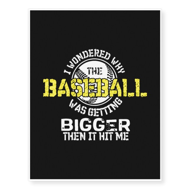 Baseball - Baseball Getting Bigger Temporary Tattoos (Front)