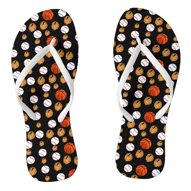 baseball, baseball glove, basketball, sport flip flops (Footbed)