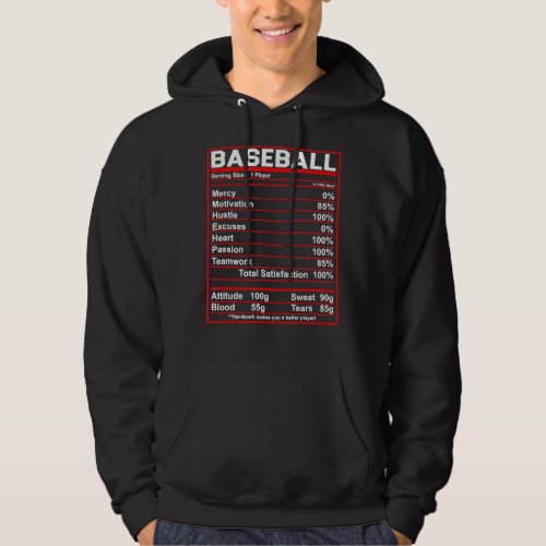 Baseball Baseball Nutrition Facts Coach Or Player  Hoodie