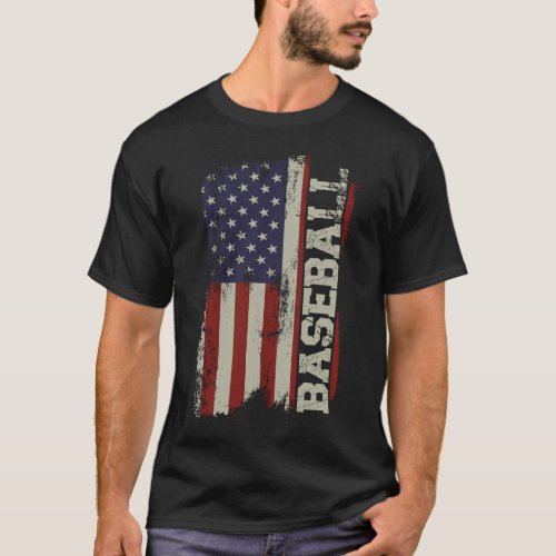 Baseball Baseball Usa American Flag Vintage Batter T_Shirt