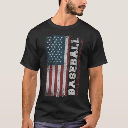 Baseball Baseball Usa American Flag Vintage T_Shirt