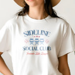 Baseball Baseline Social Club with league name T-Shirt<br><div class="desc">Get ready to show off your baseball mom pride with our baseball fan t-shirt : an elegant font saying "SIDELINE SOCIAL CLUB" and three camp chair and baseball and stars. We've left a special space just for your team's name, allowing you to personalize this design and truly make it your...</div>