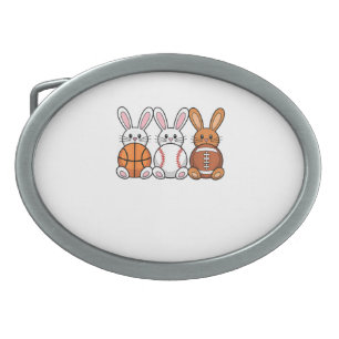 Baseball Basketball Football Sports Tee Easter Bun Belt Buckle