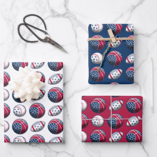 Baseball Basketball Football Wrapping Paper Sheets