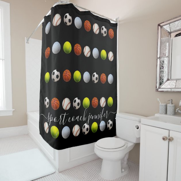 Baseball Basketball Golf Sports Coach Trainer Shower Curtain