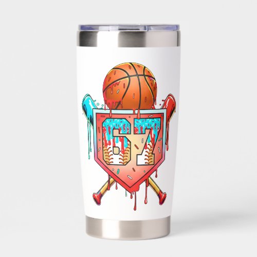 Baseball Basketball Jersey Number 67 Drip Sports Insulated Tumbler