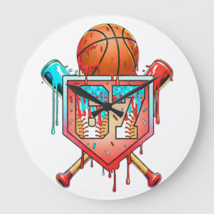 Baseball Basketball Jersey Number 67 Drip Sports Large Clock