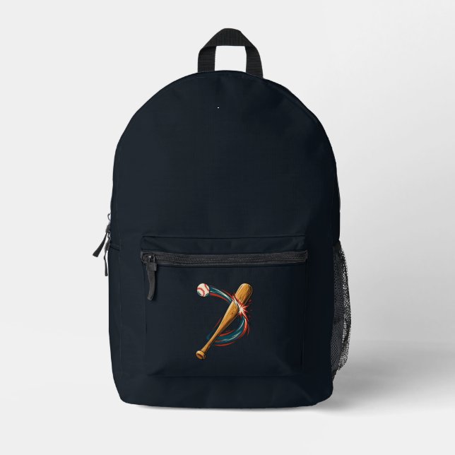 Baseball Bat and Ball Dynamic Swing Dark Backpack (Front)