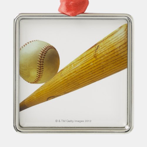 Baseball bat and ball metal ornament