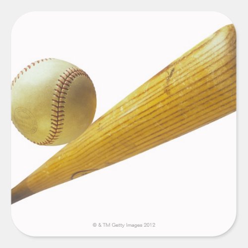Baseball bat and ball square sticker