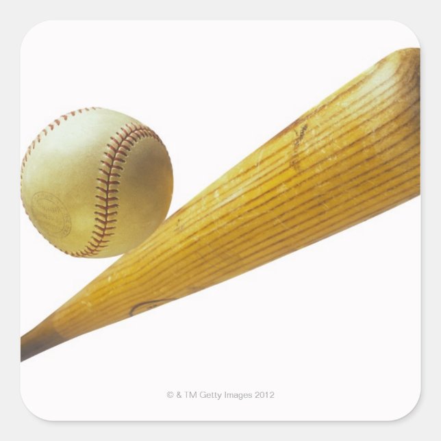 Baseball bat and ball square sticker (Front)