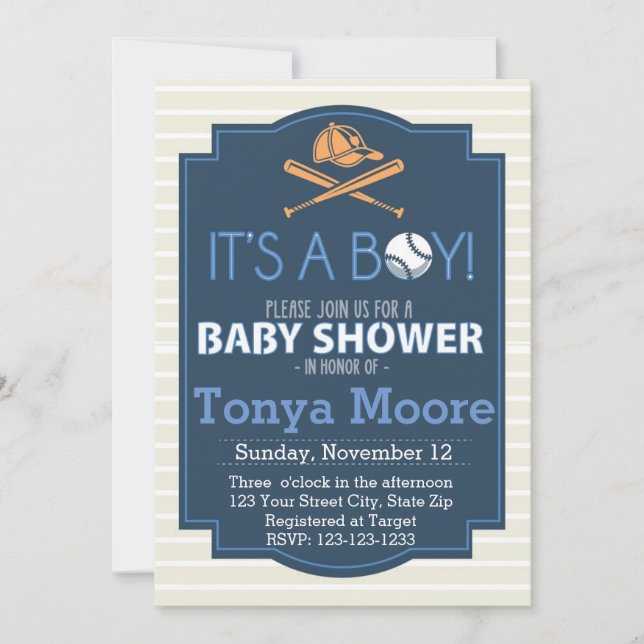 Baseball Bat Baby Shower Invitation (Front)