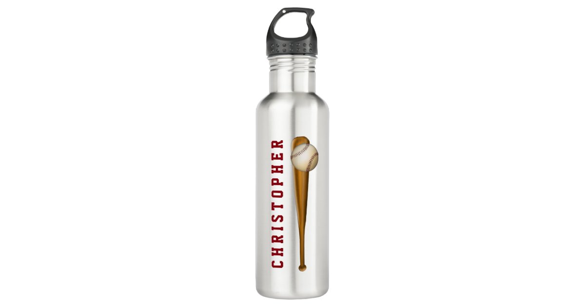 Baseball Bat Ball Personalized Name or Monogram Stainless Steel Water