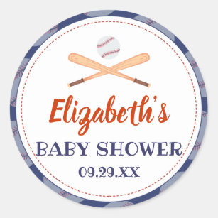 Baseball Bat Ball Stamp Its A Baby Boy Baby Shower Classic Round Sticker